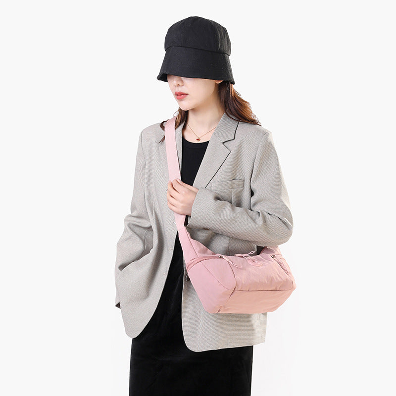 Beige Stylish & Lightweight Nylon Crossbody Bag for Women - Large Capacity Shoulder Hobo Bag with Water-Resistant Finish, Perfect for Travel &...