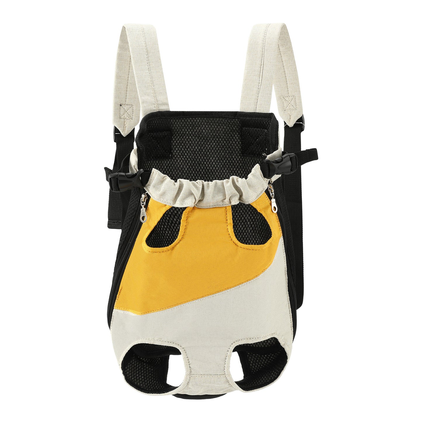 Yellow and white two-tone style Pet Carrier Backpack Front Chest Pack Legs Out Breathable Mesh for Small Dogs Cats Hiking Travel Hands Free...