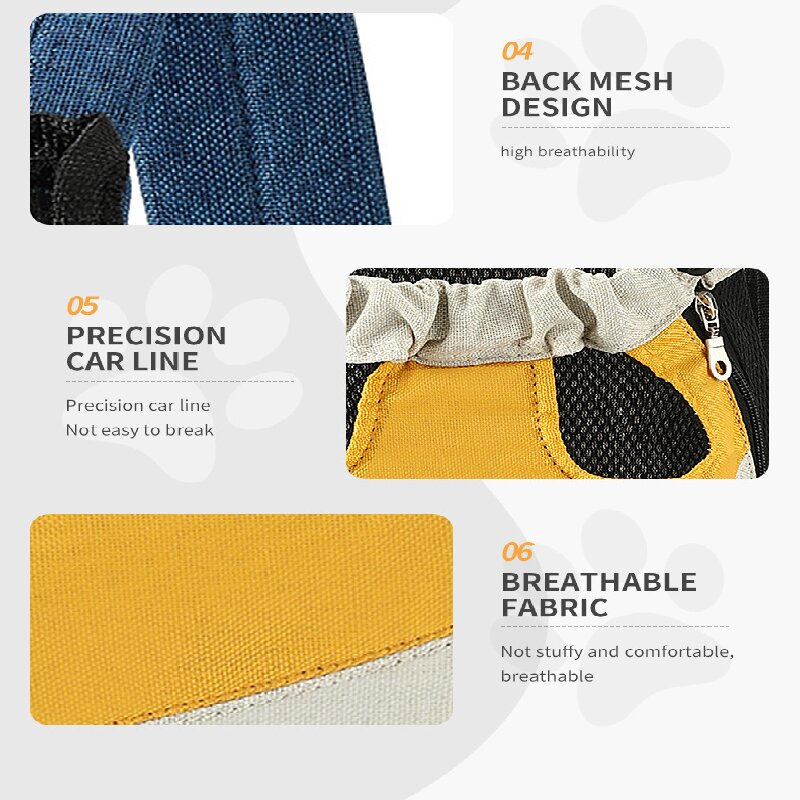Yellow denim blue Pet Carrier Backpack Front Chest Pack Legs Out Breathable Mesh for Small Dogs Cats Hiking Travel Hands Free Adjustable...