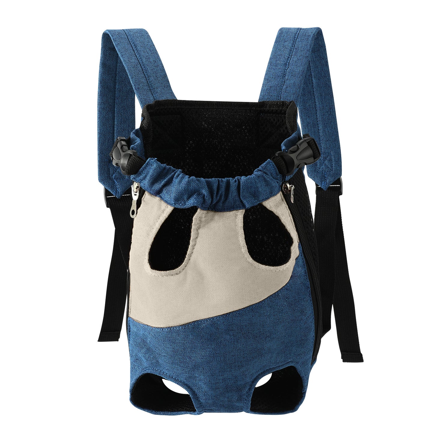 Blue and white two-tone style Pet Carrier Backpack Front Chest Pack Legs Out Breathable Mesh for Small Dogs Cats Hiking Travel Hands Free...