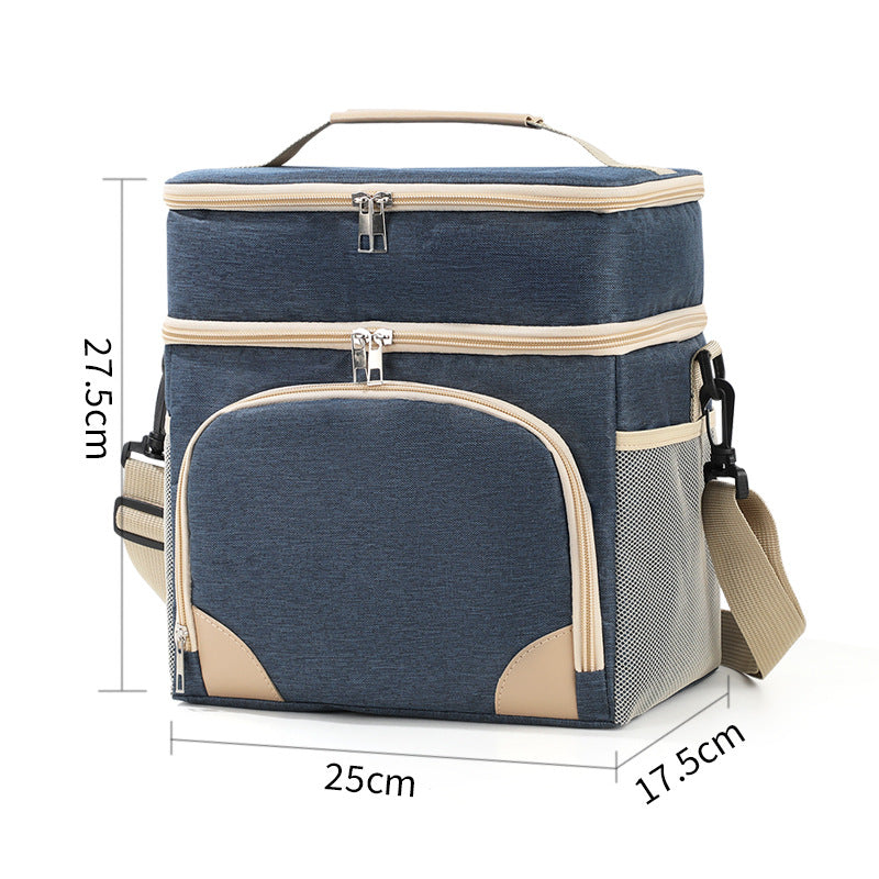 Navy blue Dual Layer Insulated Lunch Bag 12L Large Capacity Cooler Tote with Adjustable Strap Leakproof Thermal Food Carrier for Work Picnic and...
