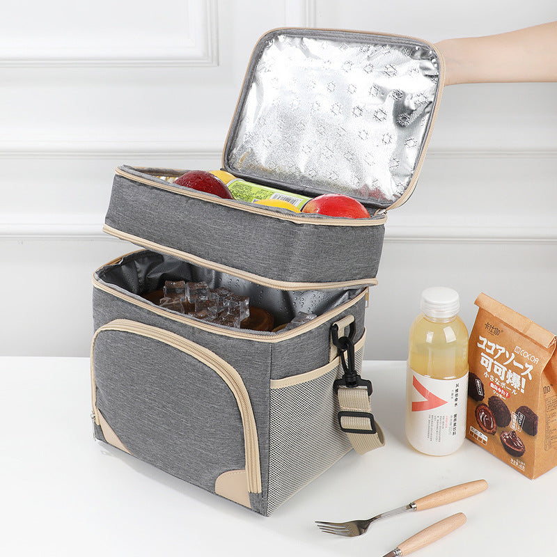 Navy blue Dual Layer Insulated Lunch Bag 12L Large Capacity Cooler Tote with Adjustable Strap Leakproof Thermal Food Carrier for Work Picnic and...