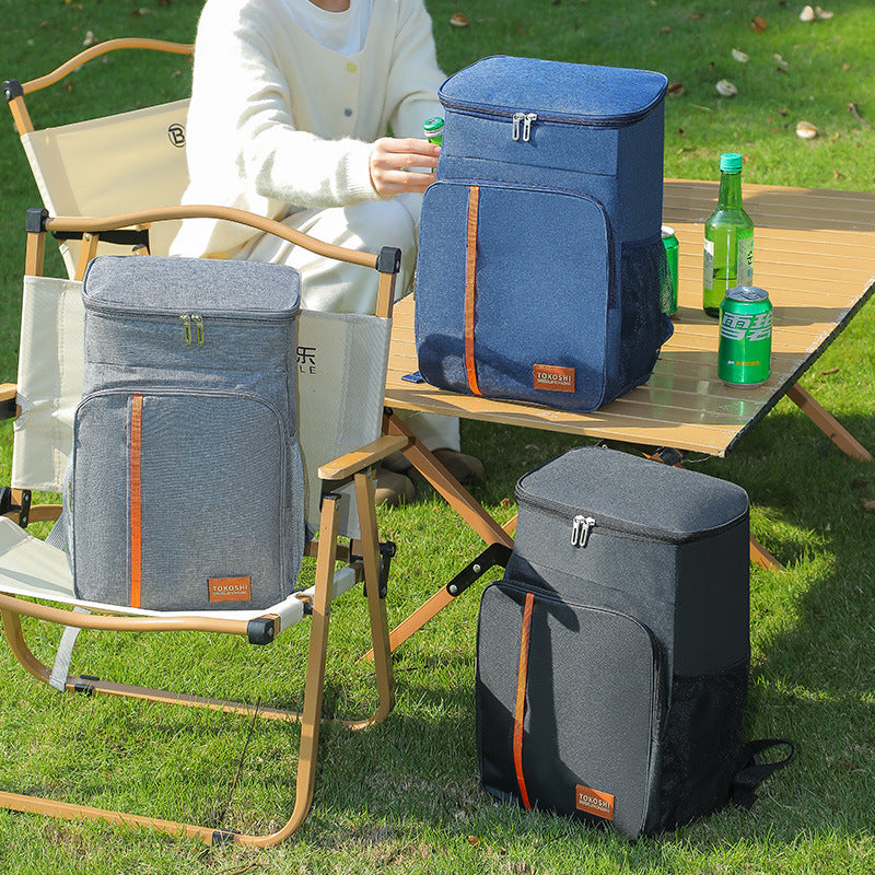 Black Large Capacity Insulated Cooler Backpack 20.5L Leakproof Thermal Lunch Bag Waterproof Soft Sided Cooling Rucksack for Camping Picnic Beach &...