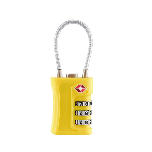Yellow TSA Approved Cable Combination Padlock 3-Digit Security Lock for Travel Luggage Suitcase Gym Lockers Durable Steel Wire Australian Travel...