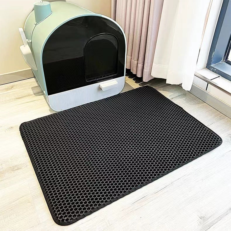 2-PCS Beige Double Layer Cat Litter Mat Honeycomb Design Waterproof EVA Trapping Mat for Litter Box