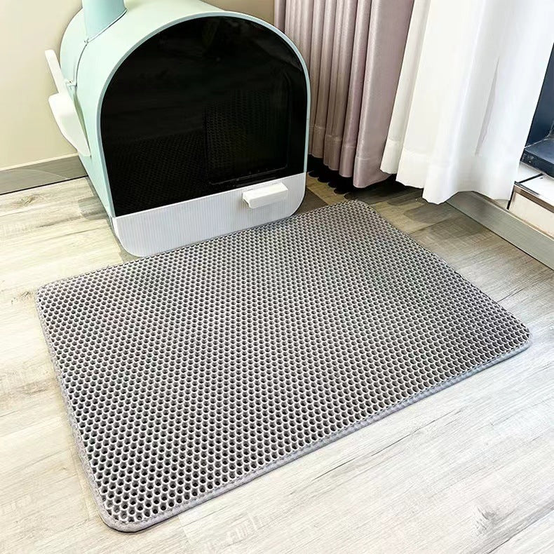 2-PCS Beige Double Layer Cat Litter Mat Honeycomb Design Waterproof EVA Trapping Mat for Litter Box