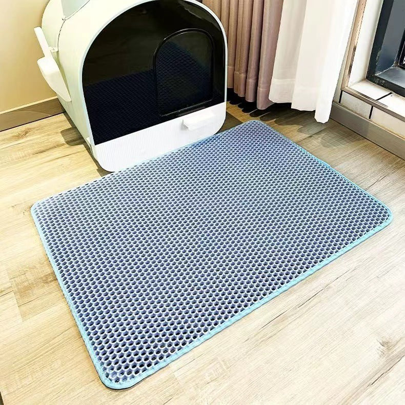 2-PCS Beige Double Layer Cat Litter Mat Honeycomb Design Waterproof EVA Trapping Mat for Litter Box