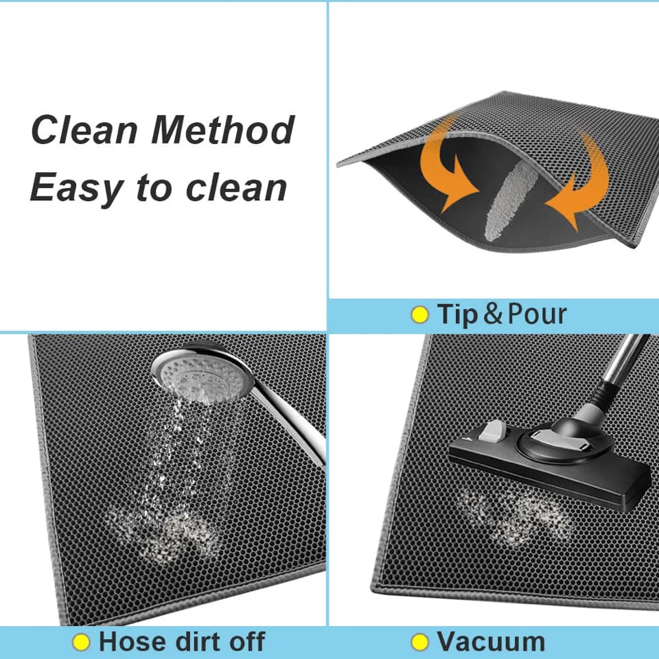 2-PCS Beige Double Layer Cat Litter Mat Honeycomb Design Waterproof EVA Trapping Mat for Litter Box