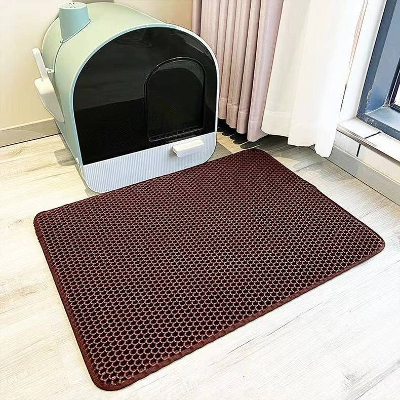 2-PCS Beige Double Layer Cat Litter Mat Honeycomb Design Waterproof EVA Trapping Mat for Litter Box