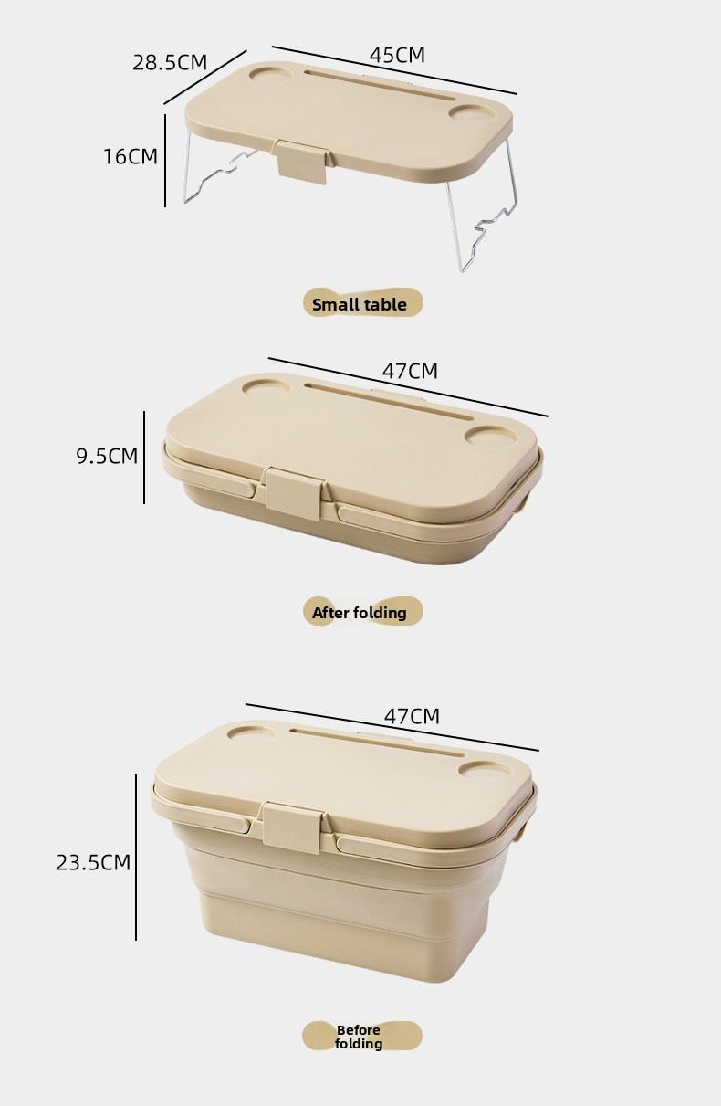 Collapsible Picnic Basket with Mini Table Lid Portable Folding Storage Crate with Cup Holders and Phone Stand Multi-Functional Outdoor Camping Sink...