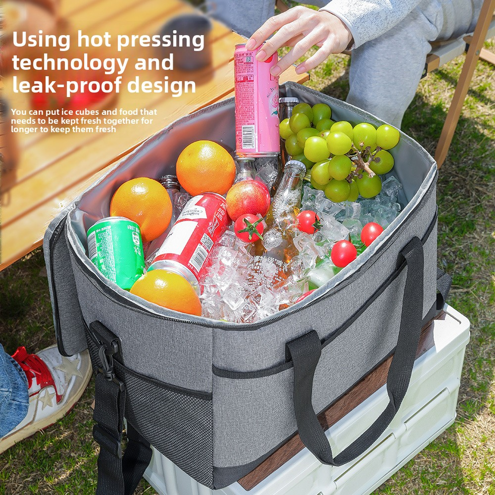 Small Insulated Lunch Bag 10L Cooler Tote Box with Shoulder Strap Leakproof Thermal Meal Prep Carrier for Work School Picnic Grey