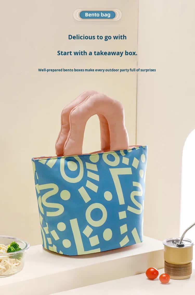 Insulated Lunch Bag Tote Fashion Graffiti Print with Soft Padded Handle Waterproof Thermal Cooler Bento Case for Work School and Picnics Blue with...