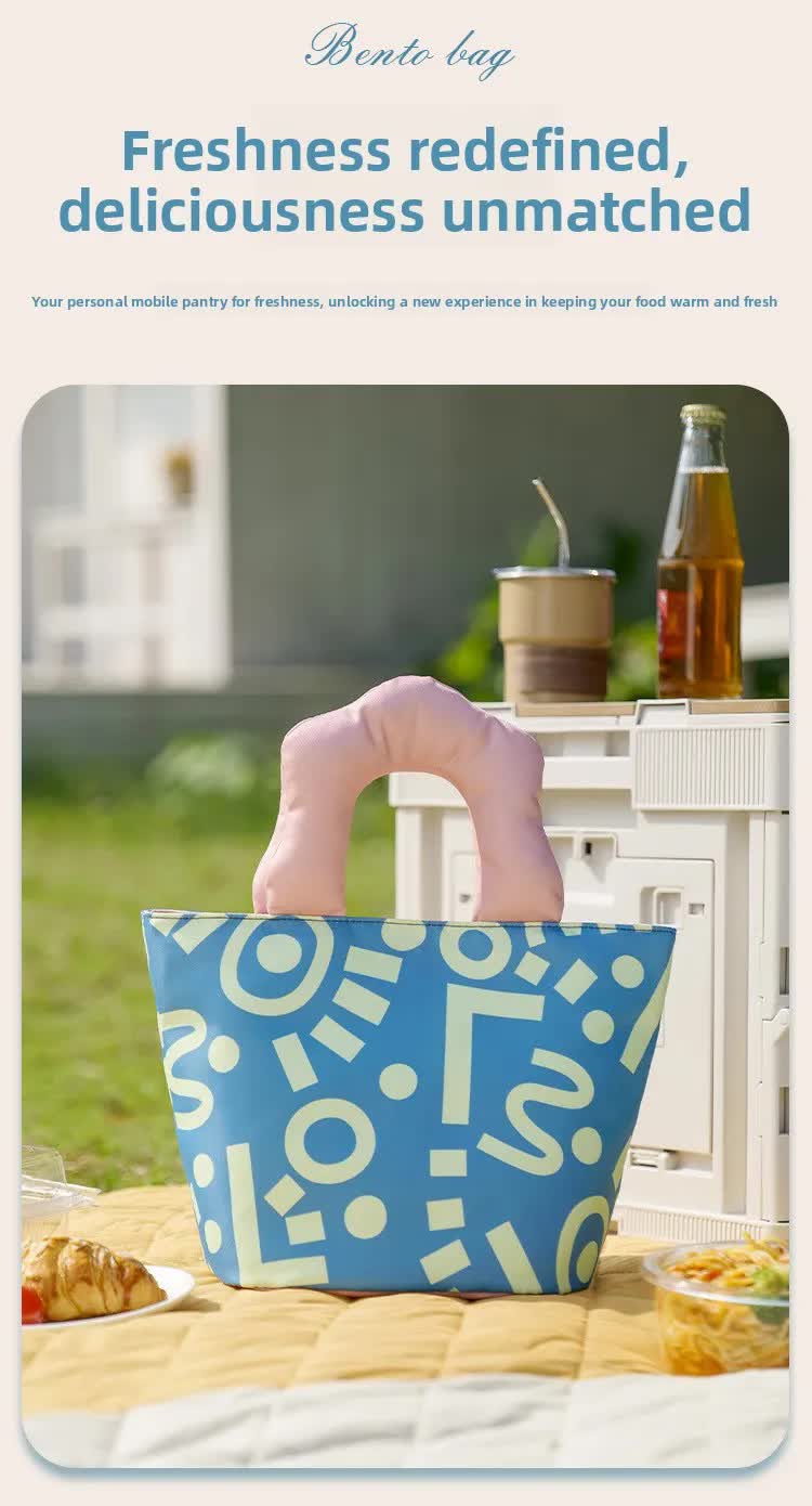 Insulated Lunch Bag Tote Fashion Graffiti Print with Soft Padded Handle Waterproof Thermal Cooler Bento Case for Work School and Picnics Blue with...