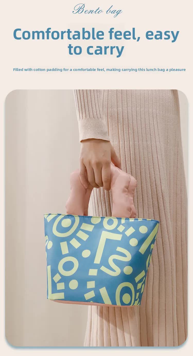 Insulated Lunch Bag Tote Fashion Graffiti Print with Soft Padded Handle Waterproof Thermal Cooler Bento Case for Work School and Picnics Blue with...
