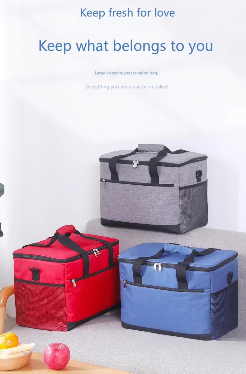 Large 30L Insulated Cooler Bag - Leakproof Thermal Lunch Tote with Shoulder Strap - Heavy Duty Blue Picnic Box for Beach, Camping & Work