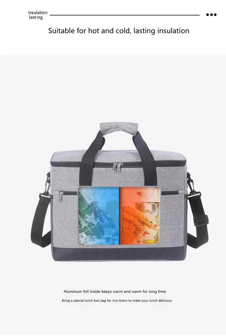 Large 30L Insulated Cooler Bag - Leakproof Thermal Lunch Tote with Shoulder Strap - Heavy Duty Beige Picnic Box for Beach, Camping & Work
