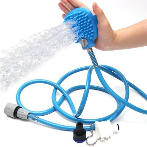 2-in-1 Pet Bathing Tool & Massager - Silicone Shower Sprayer with 2.2m Hose (Blue)