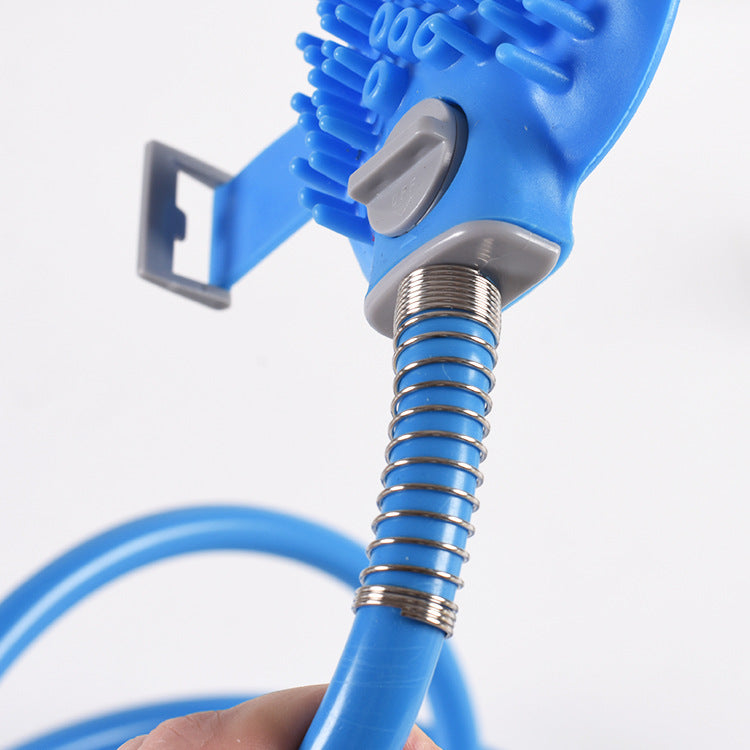 2-in-1 Pet Bathing Tool & Massager - Silicone Shower Sprayer with 2.2m Hose (Blue)