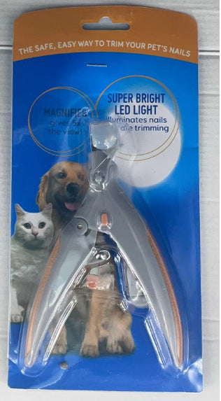 Illuminated Pet Nail Clippers with 5x Magnifier & LED Light - Professional Safety Claw Trimmer for Dogs & Cats - Non-Slip ABS Handle with Nail...