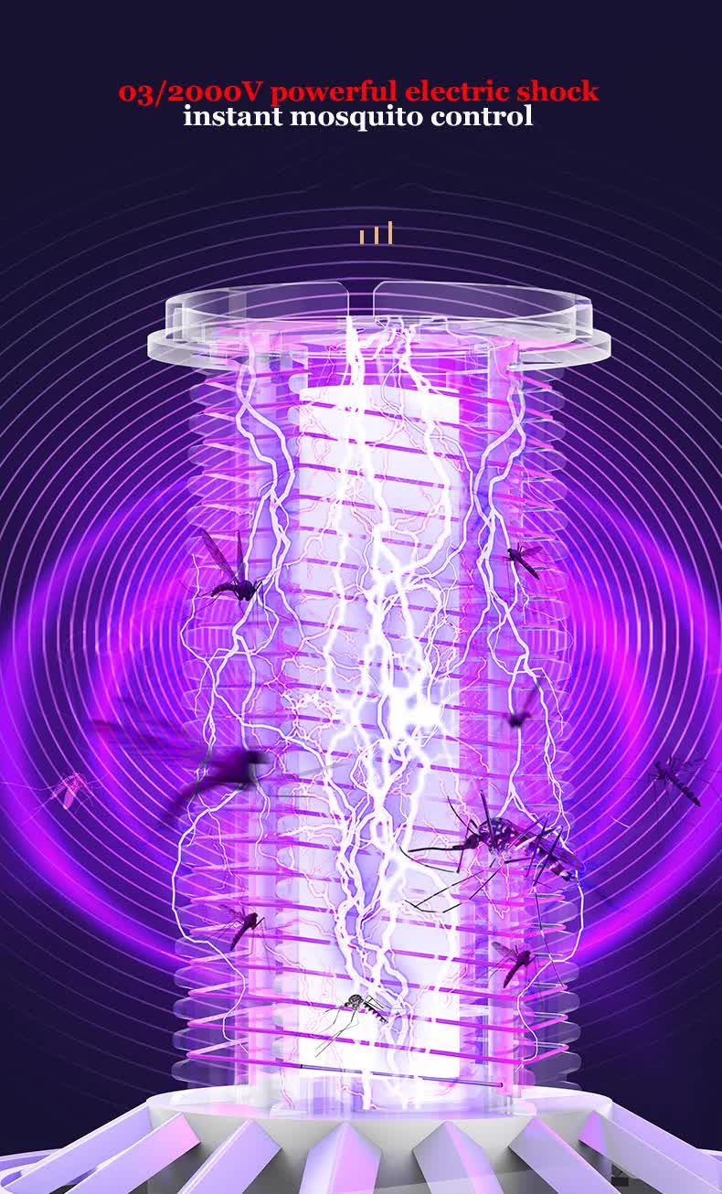 2-in-1 Rechargeable Mosquito Zapper & Camping Lantern - 2000V Electric Insect Killer with Smart Digital Display - 2000mAh Battery Portable