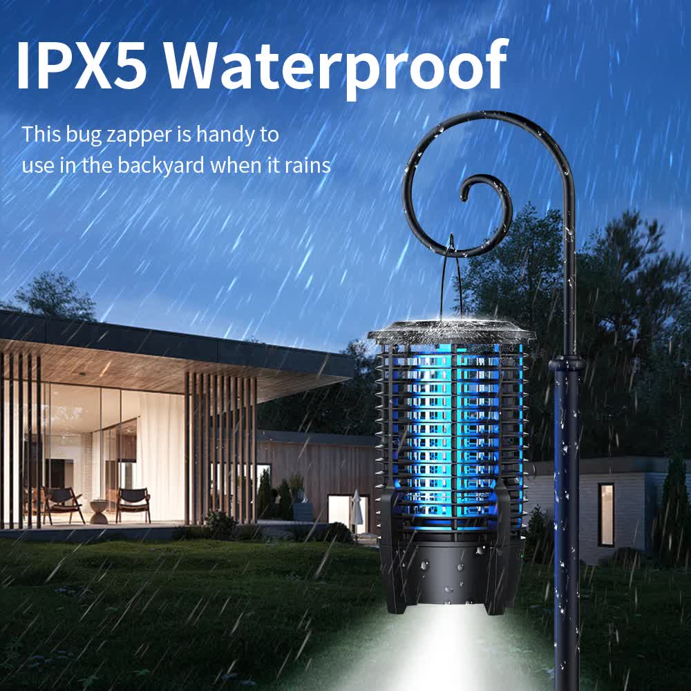 2-in-1 Rechargeable Mosquito Zapper & Camping Lantern - 2000V Electric Insect Killer with Smart Digital Display - 2000mAh Battery Portable