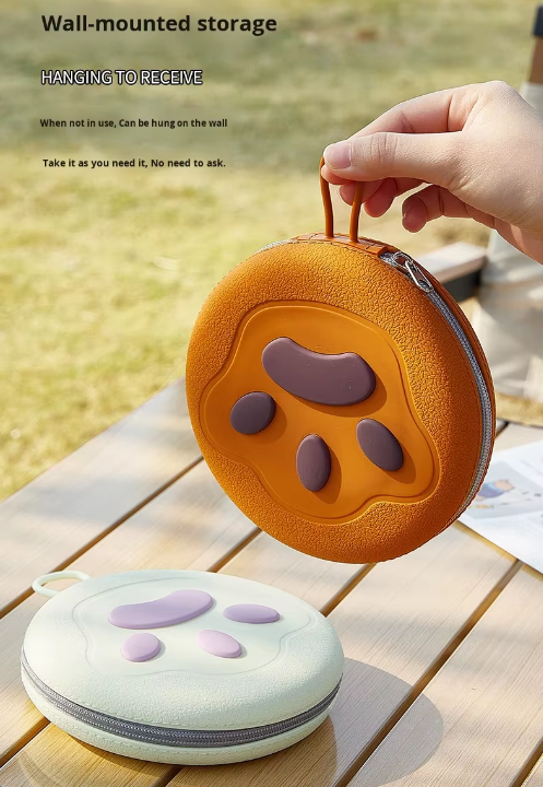 Portable Silicone Double Pet Bowl - Collapsible Travel Dog Feeder for Food & Water - 2 x 450ml Capacity with Zipper Case - Brown & Pink