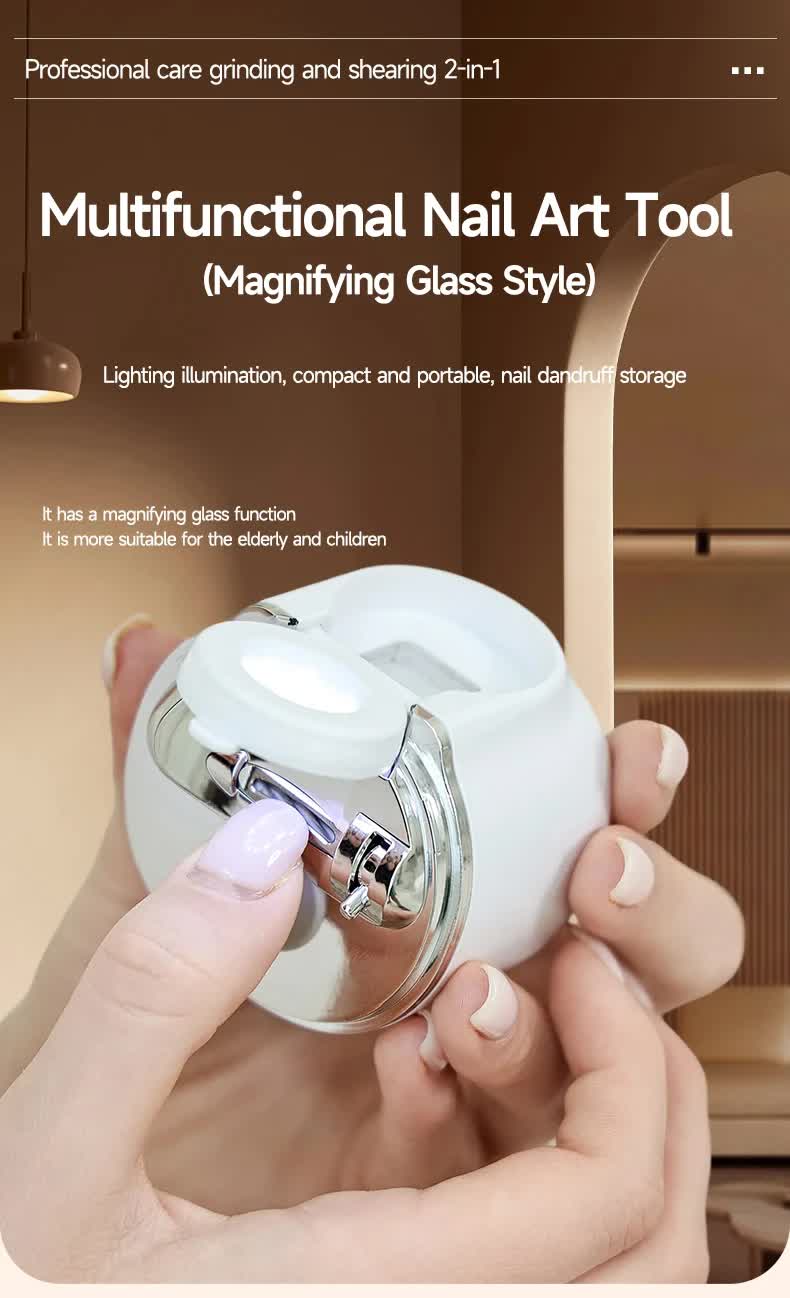 2-in-1 Electric Nail Clipper with Magnifying Glass & LED Light - Automatic Nail Trimmer & Polisher for Babies, Seniors & Adults - Safe USB...