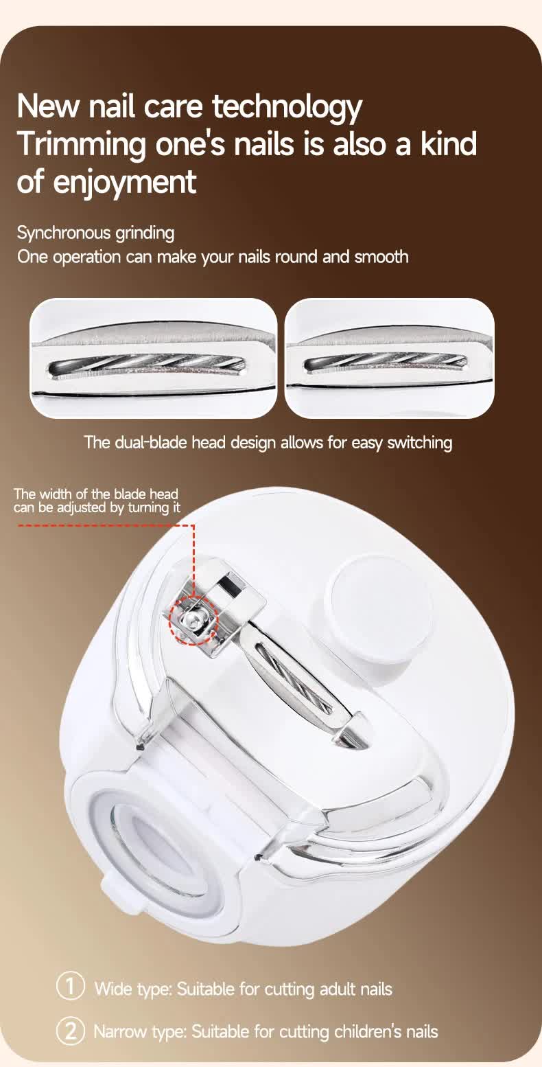 2-in-1 Electric Nail Clipper with Magnifying Glass & LED Light - Automatic Nail Trimmer & Polisher for Babies, Seniors & Adults - Safe USB...