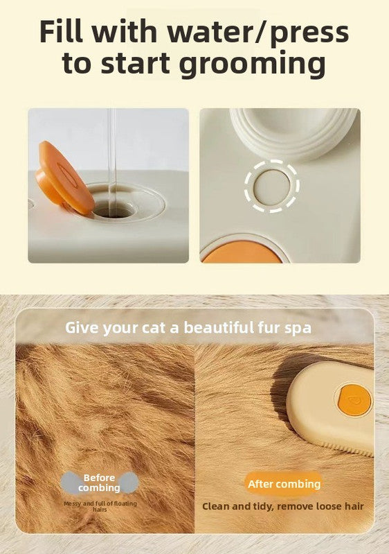 3 in 1 Electric Pet Spray Comb with Rotatable Handle Anti Static Grooming Brush for Cats and Dogs Massage Deshedding Tool Khaki