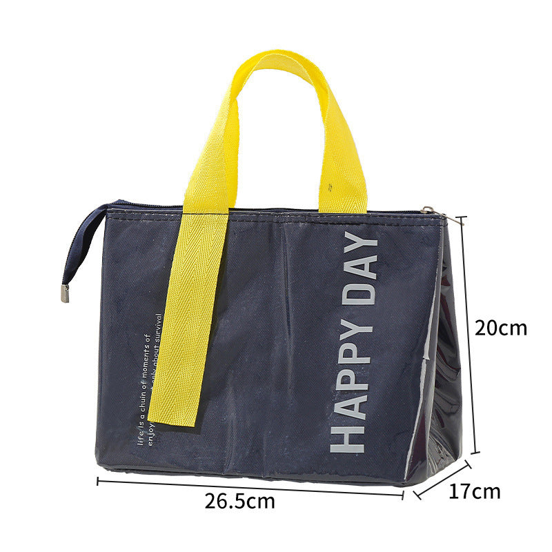 2-Pack Navy Blue Dopamine Color Block Insulated Lunch Bag
