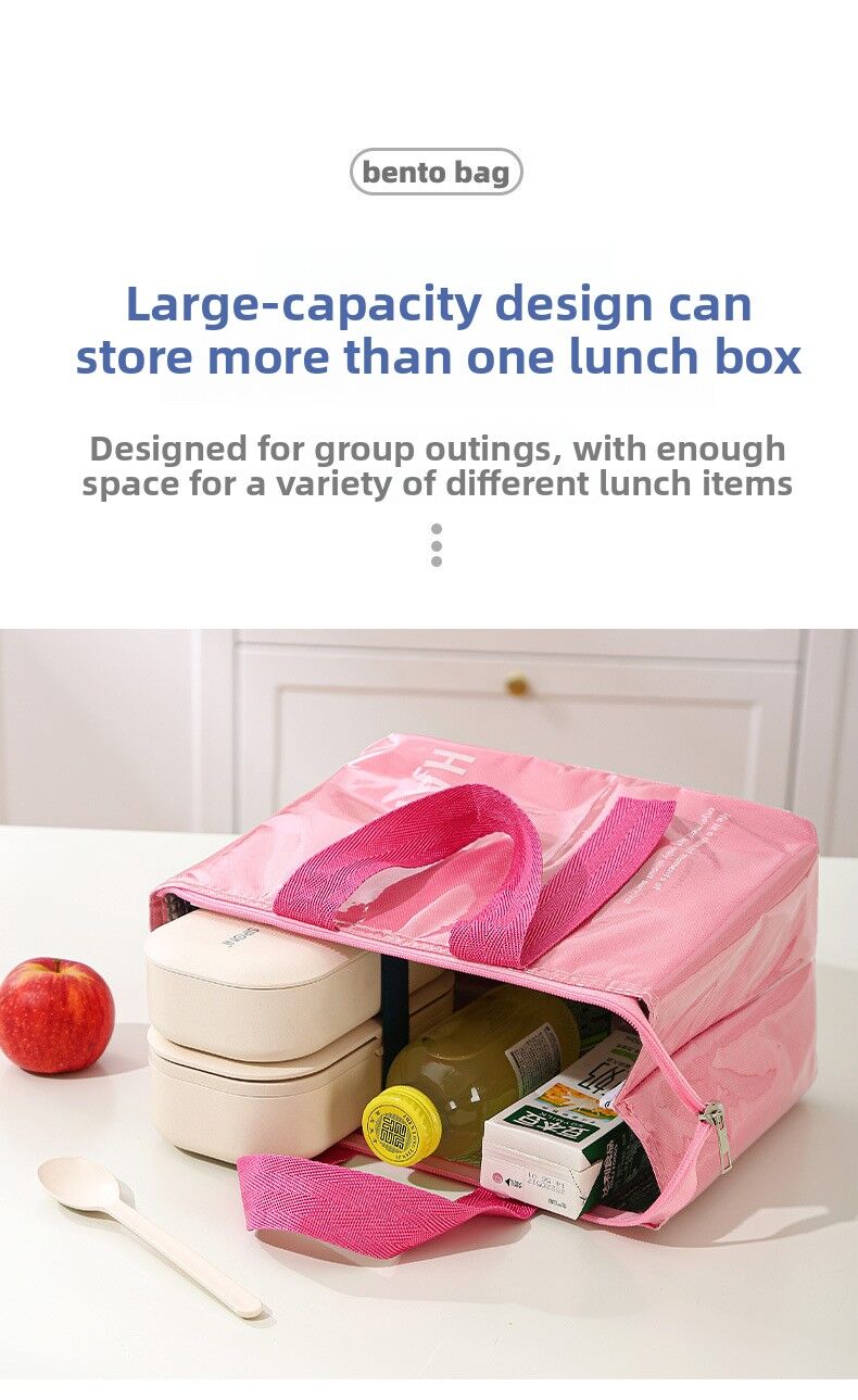 2-Pack Navy Blue Dopamine Color Block Insulated Lunch Bag