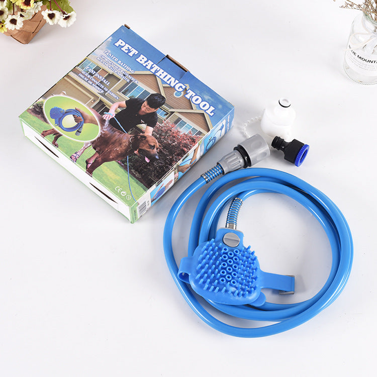 2-in-1 Pet Bathing Tool - Silicone Massage Shower Sprayer & Brush for Dogs & Cats