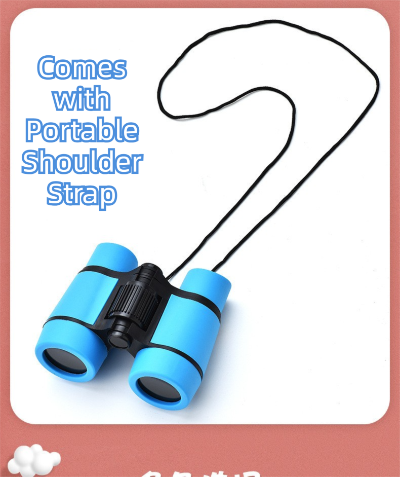 Red 6X30 Lightweight Kids Binoculars with Non-Slip Colorful Rubber Grips - Educational Outdoor Exploration Toy with Shoulder Strap