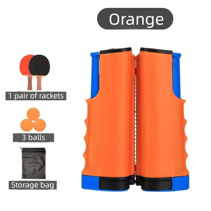Orange Portable Table Tennis Set with 2 Paddles, 3 Balls and Carry Bag - 165cm Retractable Ping Pong Net & Post - Indoor/Outdoor Professional...