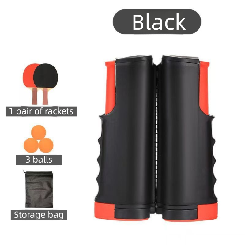 Black Portable Table Tennis Set with 2 Paddles, 3 Balls and Carry Bag - 165cm Retractable Ping Pong Net & Post - Indoor/Outdoor Professional...