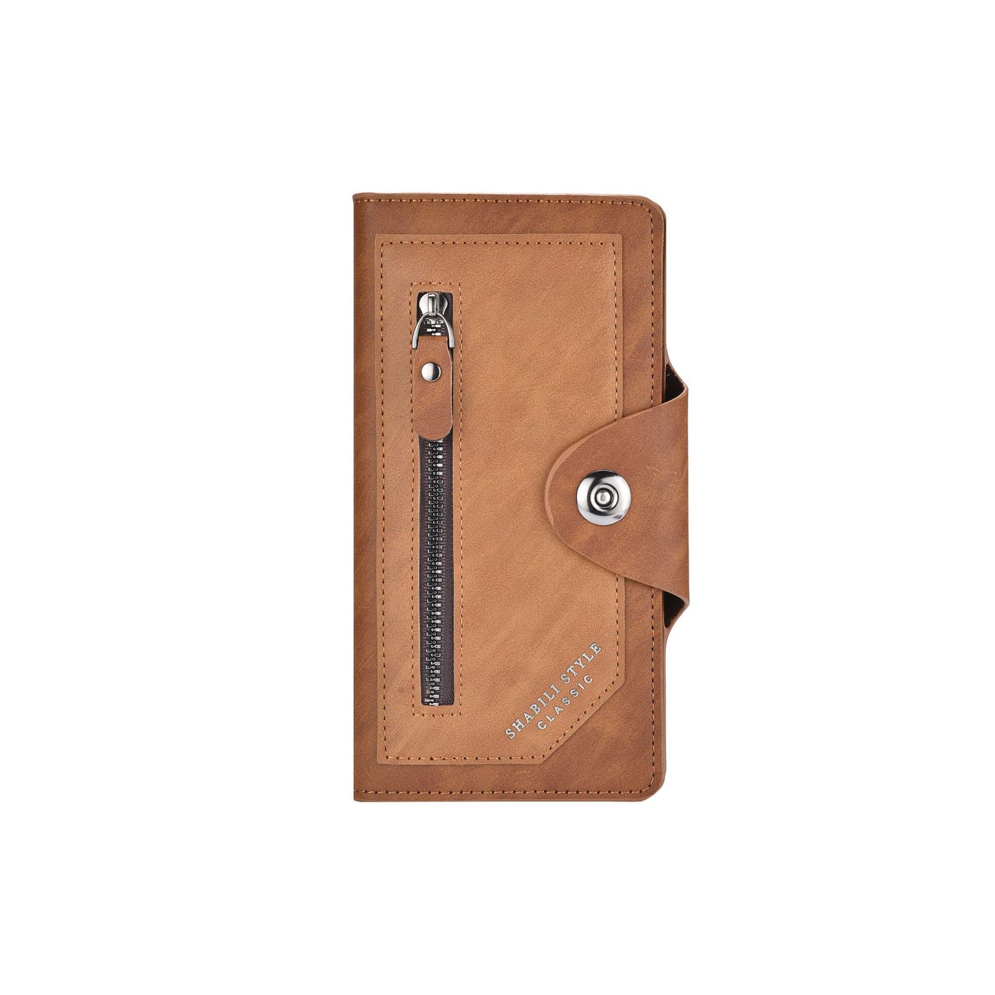 Light coffee Vintage Men's Long Wallet Slim PU Leather Clutch with Multi Card Slots and External Zipper Pocket, Large Capacity Fashion Purse for...