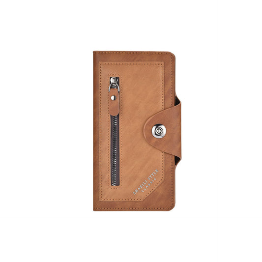 Light coffee Vintage Men's Long Wallet Slim PU Leather Clutch with Multi Card Slots and External Zipper Pocket, Large Capacity Fashion Purse for...