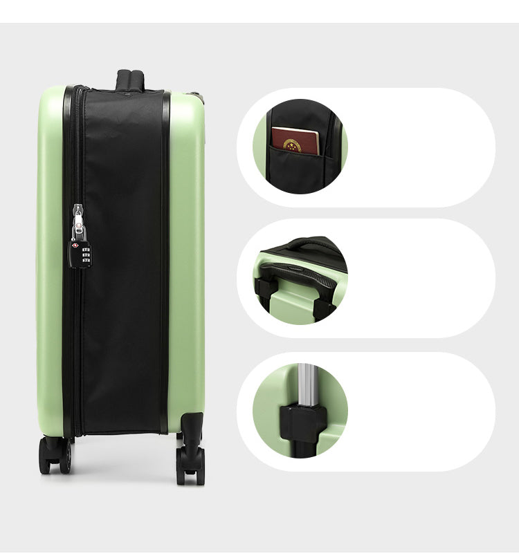 Green 20 Inch Foldable Carry-on Suitcase with 360 Spinner Wheels and Combination Lock, Lightweight Space Saving Hard Shell Luggage for Australian...