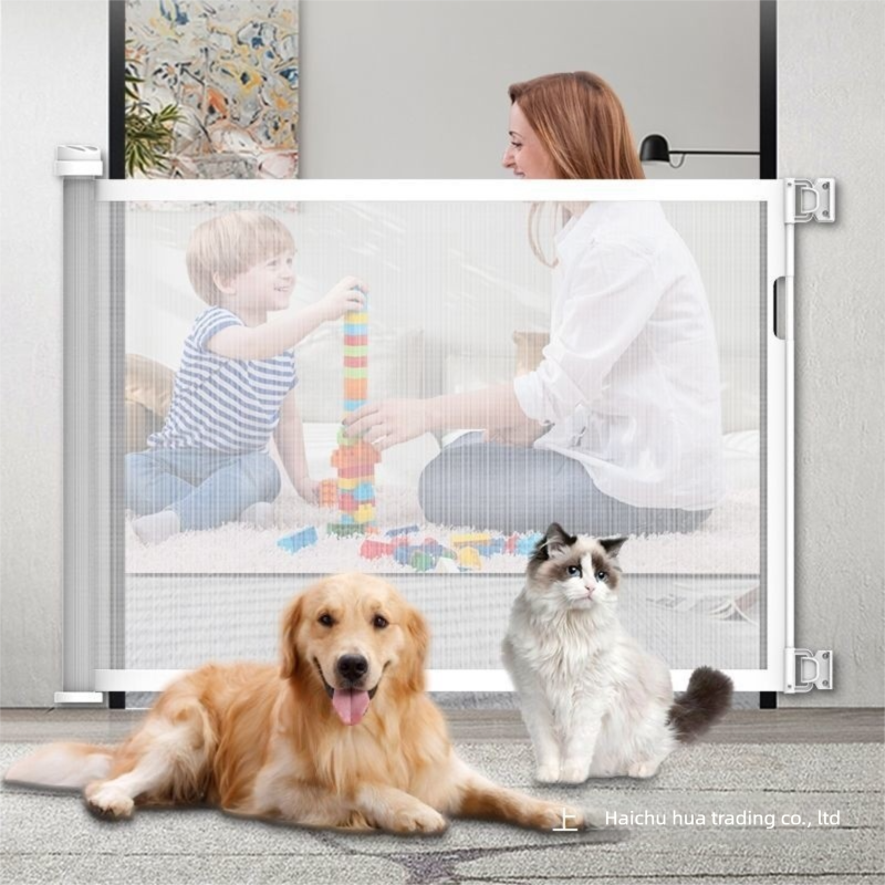 White Retractable Baby Safety Gate and Pet Barrier Extra Wide 300cm for Stairs and Doorways No Drill Mesh In-Home Protection Solution for Local...