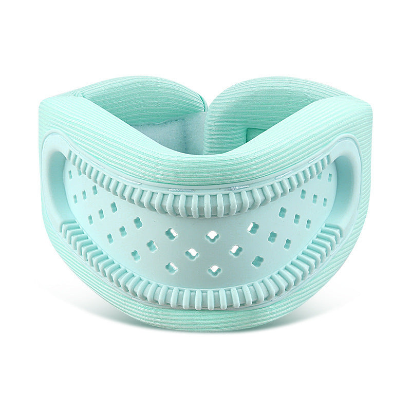 Blue Adjustable Silicone Neck Brace with High-Elastic Memory Foam & V-Shape - Prevent Forward Head Tilt and Posture Correction