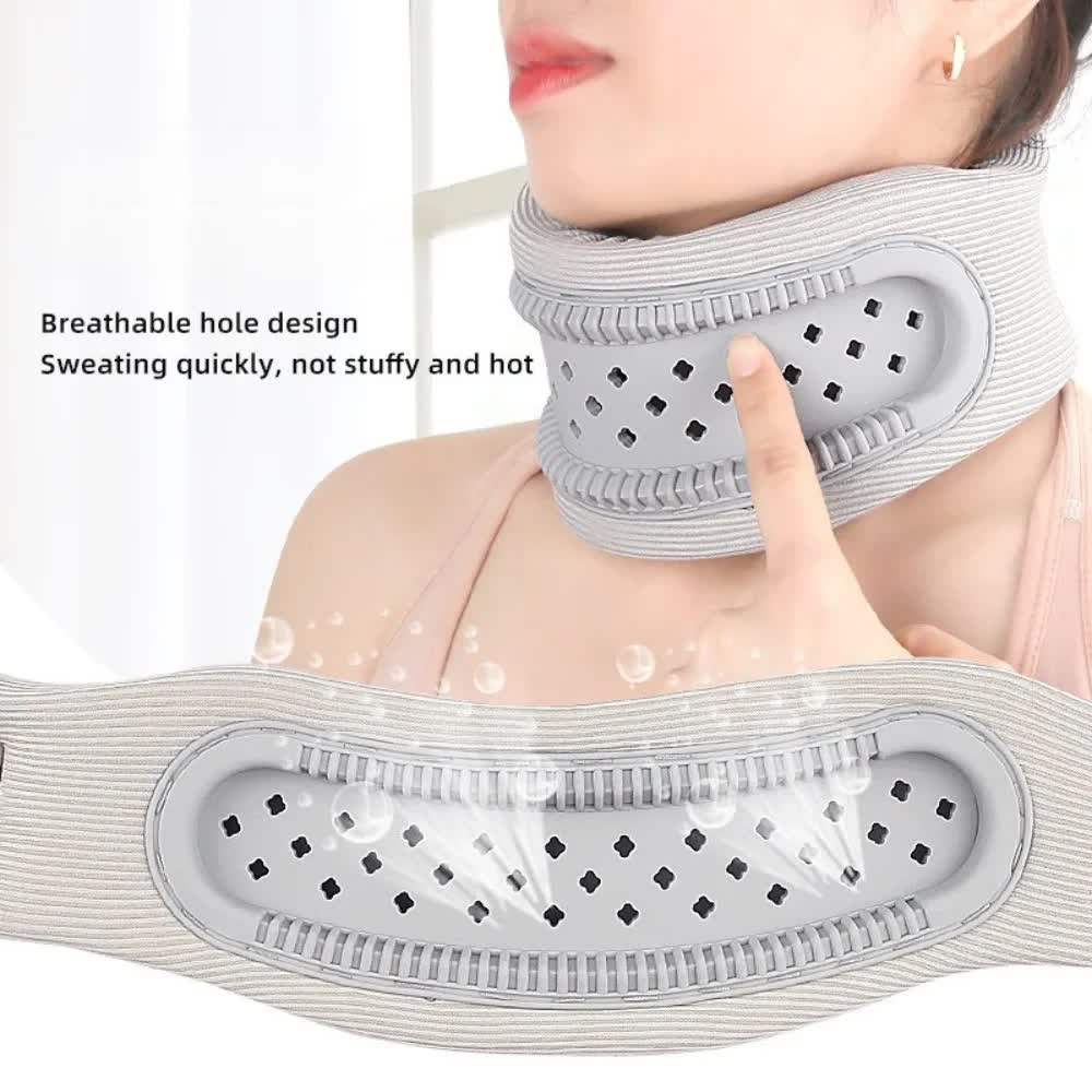 Blue Adjustable Silicone Neck Brace with High-Elastic Memory Foam & V-Shape - Prevent Forward Head Tilt and Posture Correction
