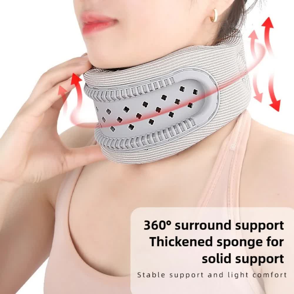 Grey Adjustable Silicone Neck Brace with High-Elastic Memory Foam & V-Shape - Prevent Forward Head Tilt and Posture Correction