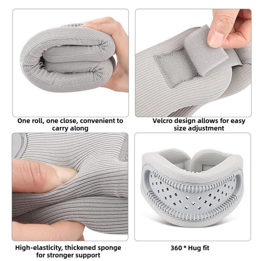 Grey Adjustable Silicone Neck Brace with High-Elastic Memory Foam & V-Shape - Prevent Forward Head Tilt and Posture Correction