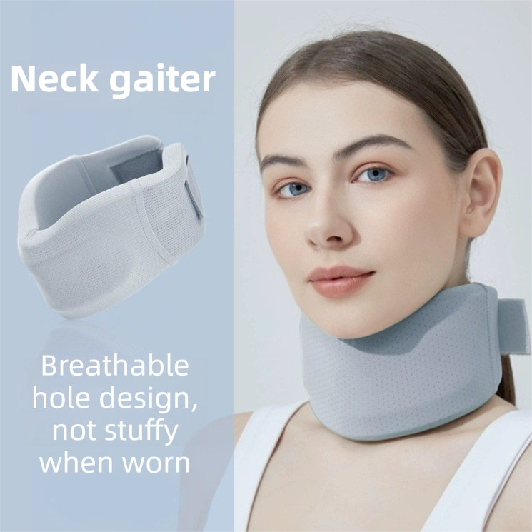 Light Green Adjustable Cooling Jelly Core Neck Brace with Washable Cover - 3D Hollow Cervical Collar for Posture & Forward Head Correction (M Size)