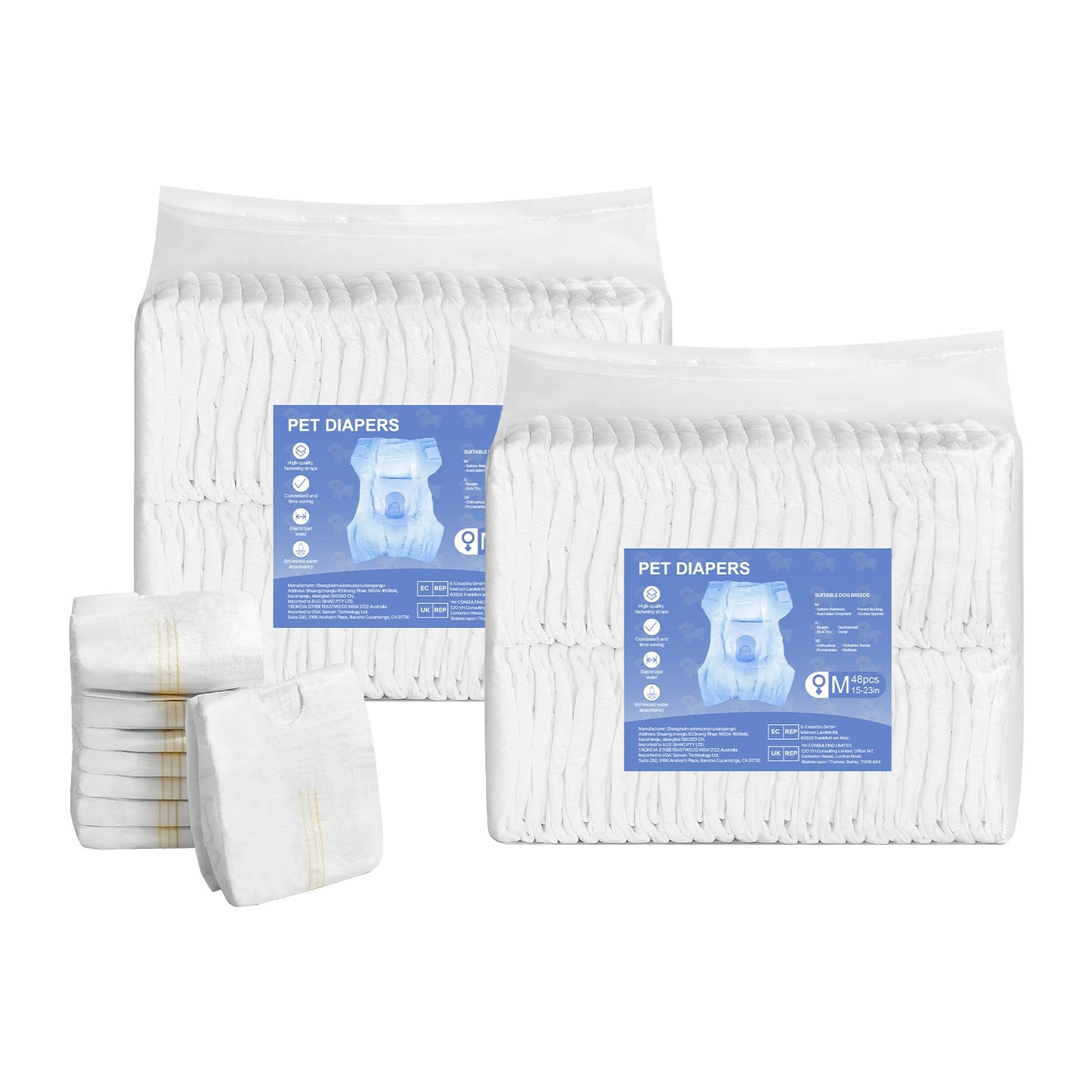 VEVOR Disposable Dog Diapers - Super Absorbent Female Dog Diapers, M, 96 Count