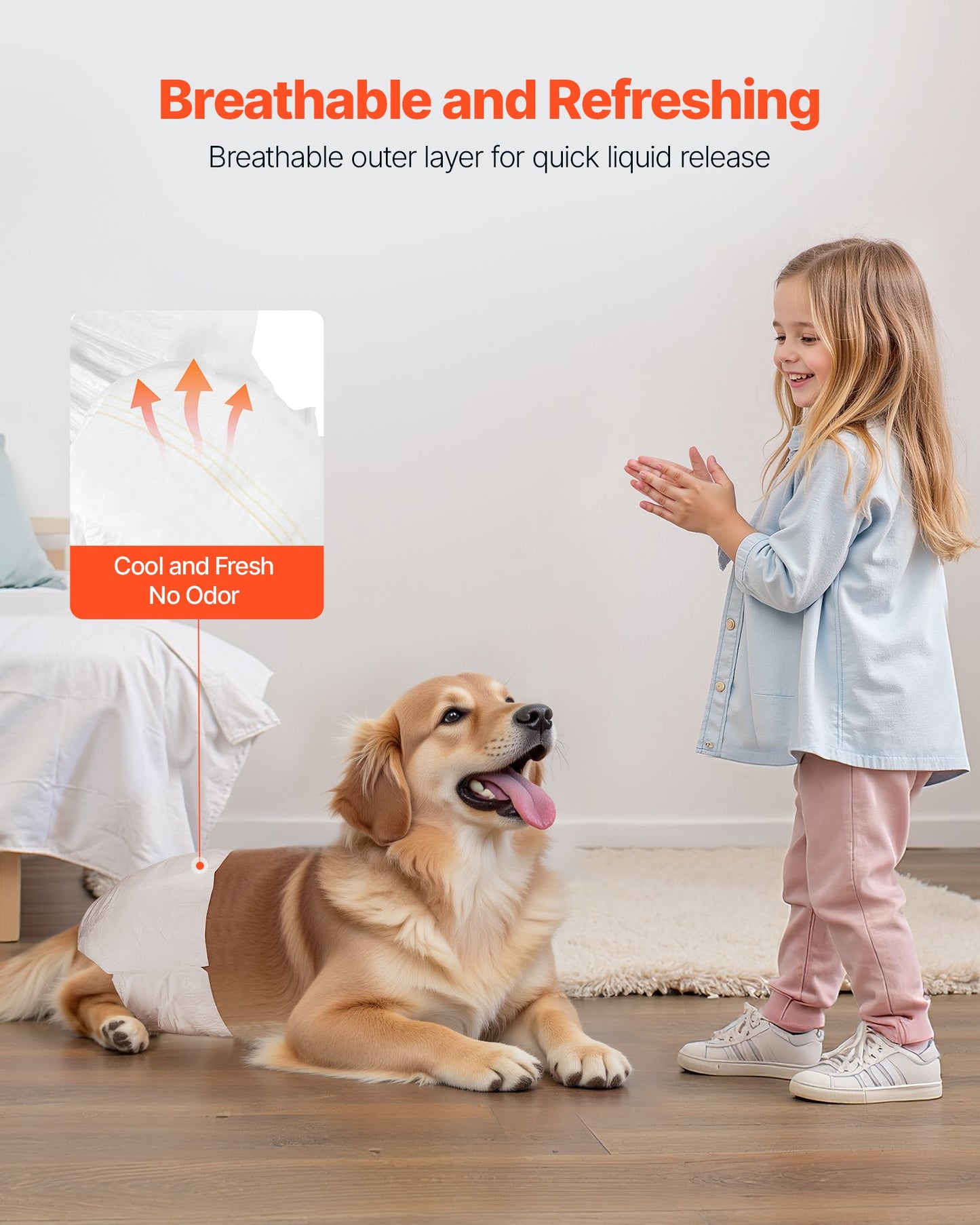 VEVOR Disposable Dog Diapers - Super Absorbent Female Dog Diapers, M, 96 Count