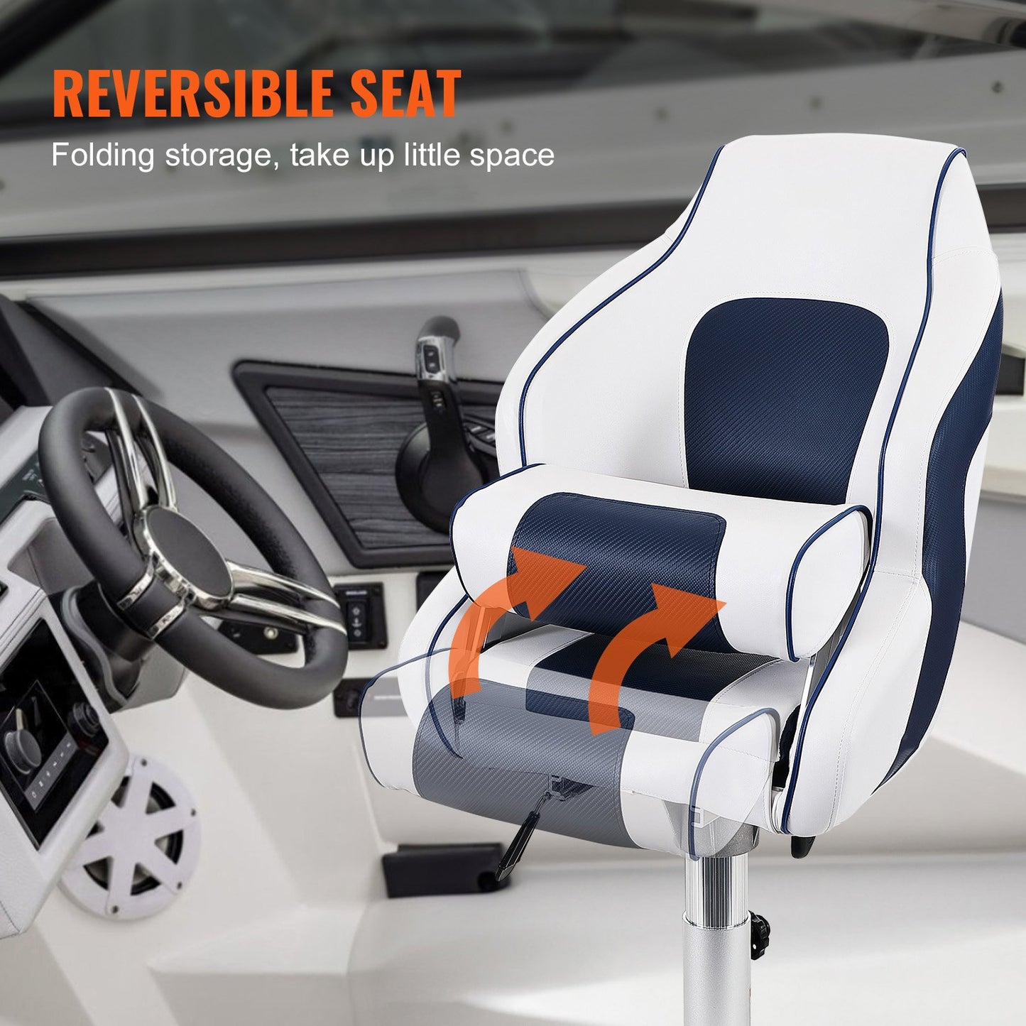 VEVOR Captain Bucket Seat Boat Seat, Flip Up Boat Seat, with Thickened Sponge Padding, Flip-up Bolster Boat Captain Chair for Fishing Boat,...