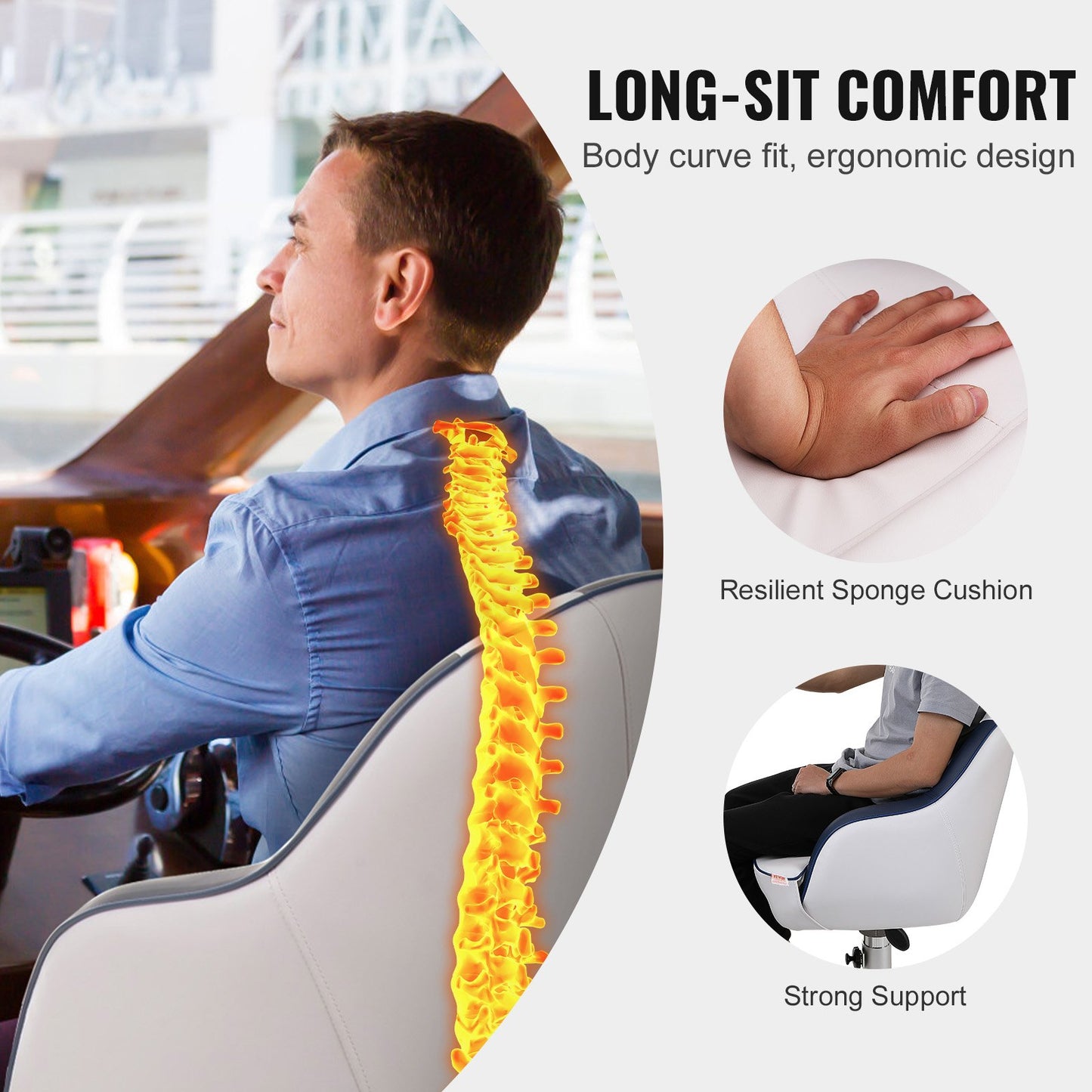 VEVOR Captain Bucket Seat, Pontoon Boat Seat with Thickened Sponge Padding, Boat Captain Chair for Fishing Boat, Sightseeing Boat, Speedboat,...