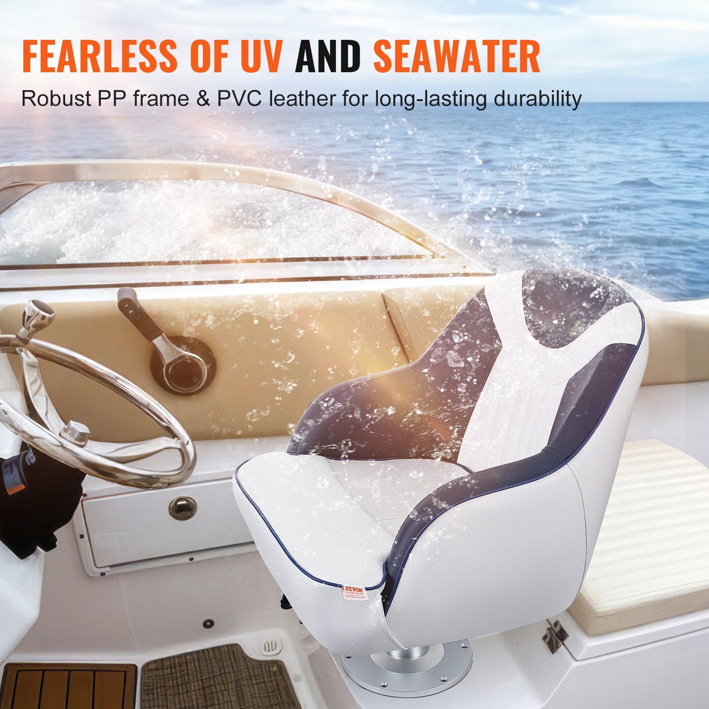 VEVOR Captain Bucket Seat, Pontoon Boat Seat with Thickened Sponge Padding, Boat Captain Chair for Fishing Boat, Sightseeing Boat, Speedboat,...