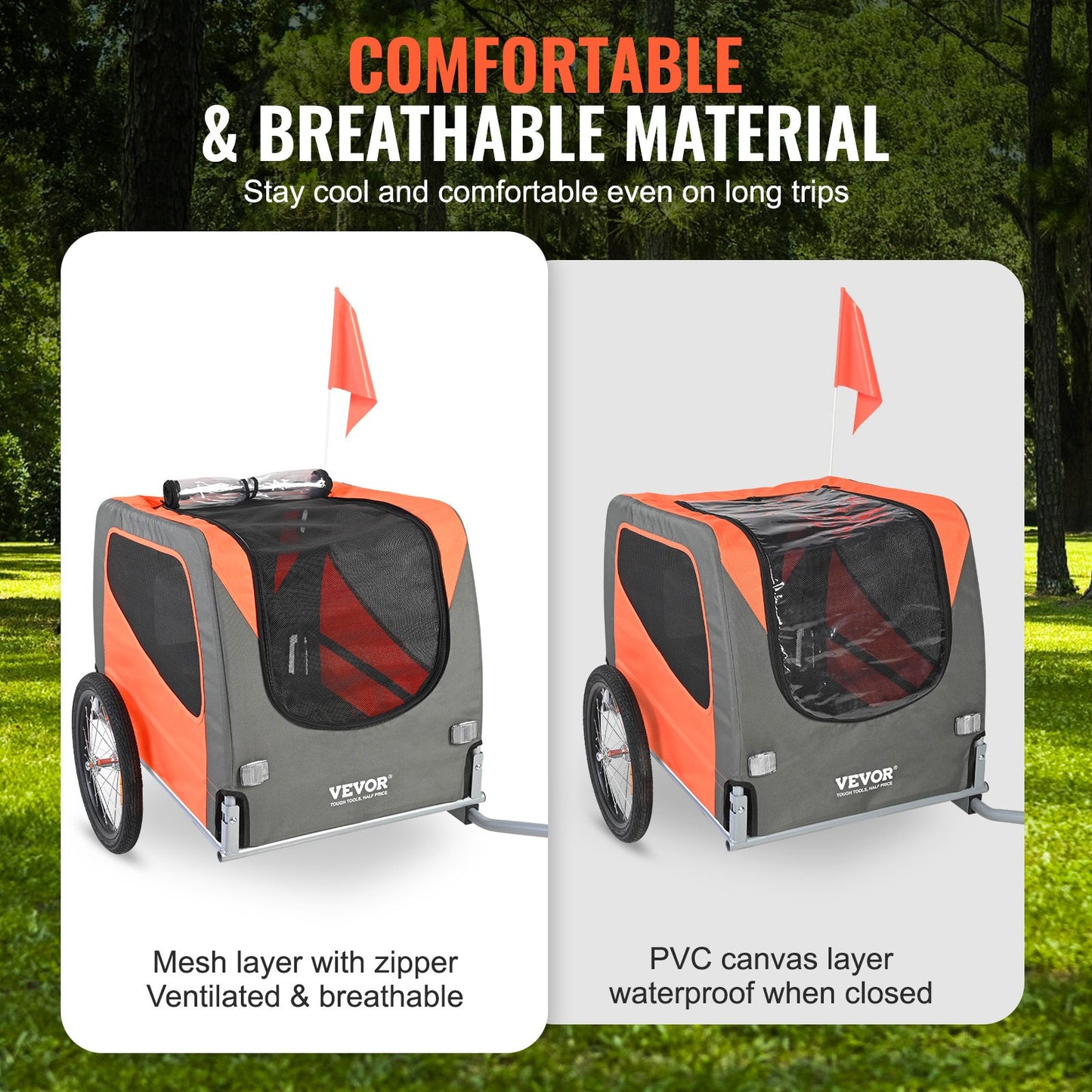 VEVOR Dog Bike Trailer, Supports up to 30 kg, Pet Cart Bicycle Carrier, Easy Folding Frame with Quick Release Wheels, Universal Bicycle Coupler,...